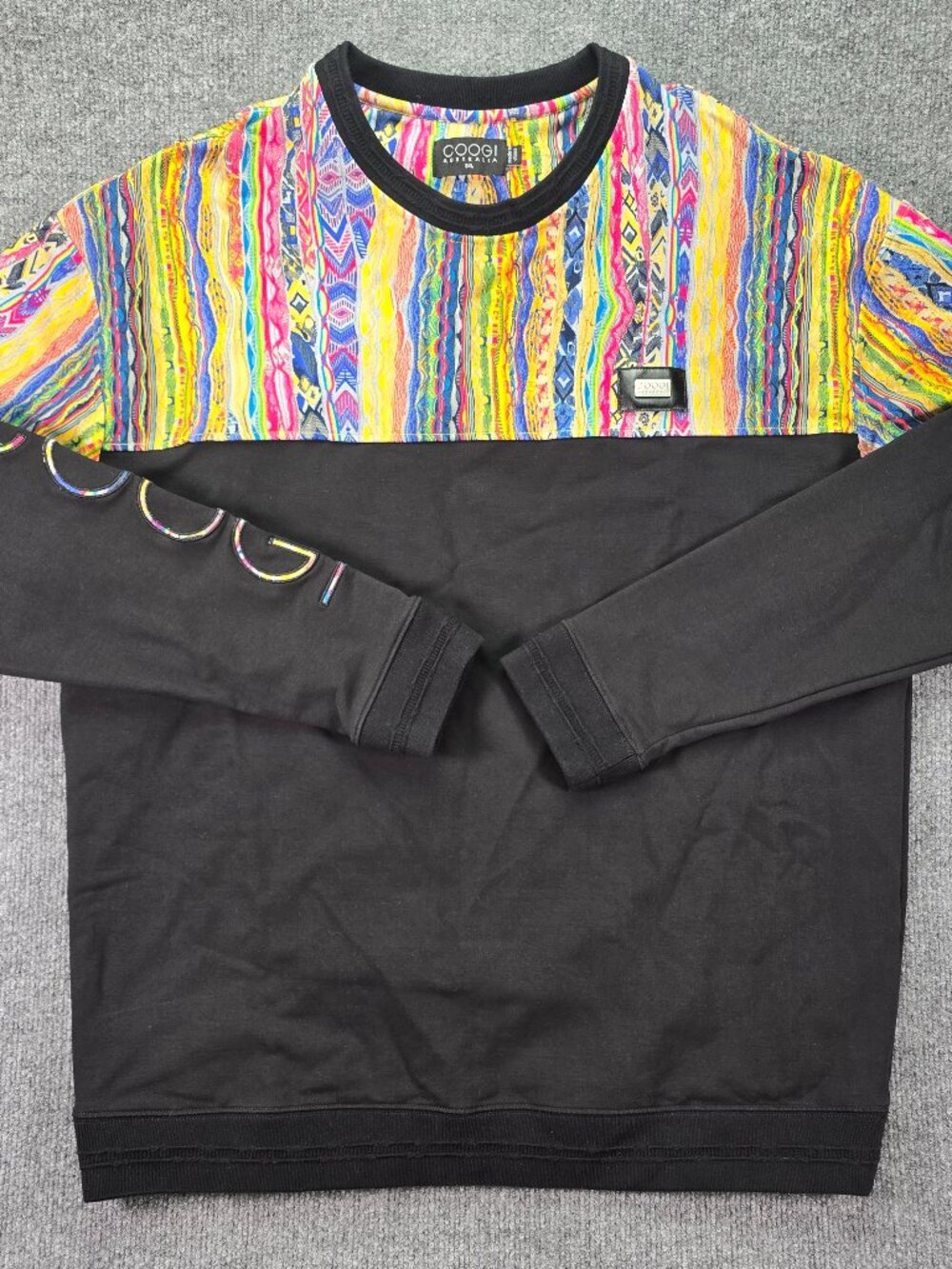 Coogi Tribute Crewneck Sweatshirt Mens 3XL Black Multi Fleece (FITS XL-2XL)